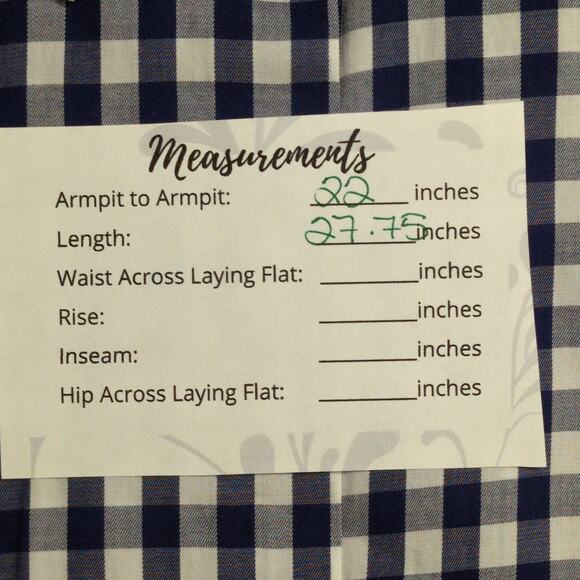 NWT UNTUCKIT Belleza Navy Gingham Button Down Regular Fit Long Sleeve Shirt 16 - Picture 10 of 10